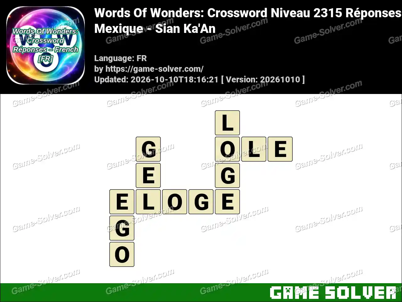 Words Of Wonders: Crossword Niveau 2315 Réponses – Mexique – Sian Ka’An